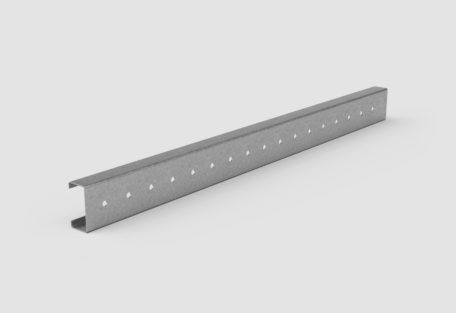Galvanized C-pile with a row of punched holes along the web